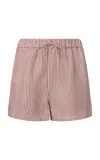 Onia Air Linen Drawstring Shorts In Dark Red/white