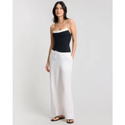 Onia Air Linen Drawstring Wide Leg Pant In Black