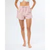 Onia Air Linen Drawstring Shorts In Dark Red/white
