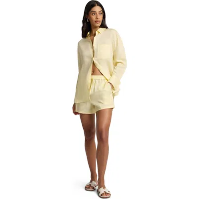Onia Air Linen Elastic Drawstring Short In Yellow
