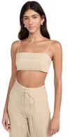 Onia Air Linen Fold Over Cropped Top Jute In Beige