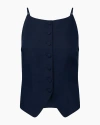 Onia Air Linen High Neck Top In Deep Navy