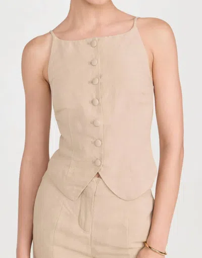 Onia Air Linen High Neck Top In Jute In Neutral