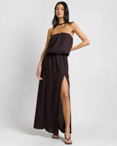 Onia Air Linen High Slit Maxi Dress In Brown