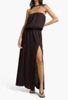 Onia Air Linen High Slit Maxi Dress In Espresso In Brown
