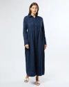 Onia Air Linen Maxi Shirtdress In Deep Navy