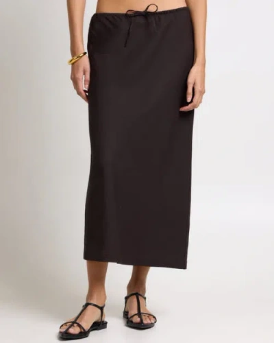 Onia Air Linen Midi Skirt In Brown
