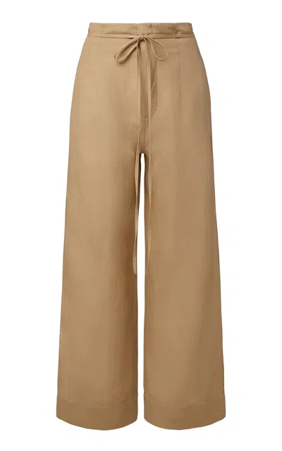 Onia Air Linen Paperbag Trousers In Brown