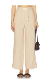 Onia Air Linen Paperbag Trouser In 黄麻色