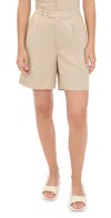 Onia Air Linen Pleated Bermuda Shorts Jute