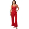 Onia Air Linen Pleated Trouser In Dark Red