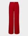 Onia Air Linen Pleated Trouser In Dark Red