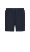 Onia Air Linen Pull-on Shorts 6 In Blue