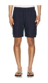 Onia Air Linen Pull-on Cargo Short In Blue