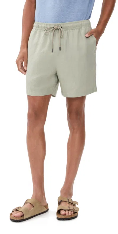 Onia Air Linen Pull-on Shorts 6 Elm In Gray