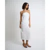 Onia Air Linen Ruched Halter Dress In White