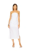 Onia Air Linen Ruched Halter Dress In White