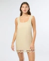 Onia Scallop Linen-blend Mini Dress In Jute