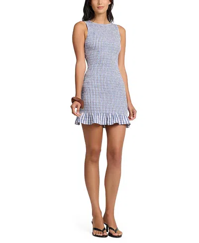 Onia Air Linen Smocked Boatneck Dress In Multi