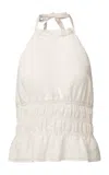 Onia Air Linen Smocked Halter Top In White, Women's At Urban Outfitters