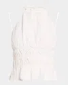 Onia Air Linen Smocked Halter Top In White, Women's At Urban Outfitters In White