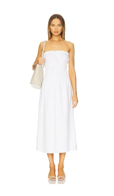 Onia Air Linen Smocked Maxi Dress In White