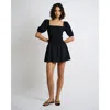 Onia Air Linen Smocked Mini Dress In Black