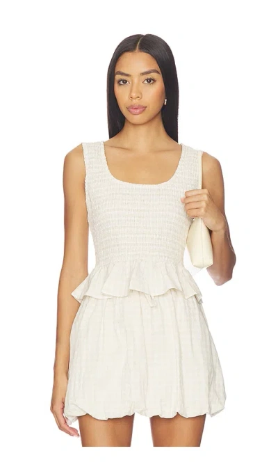 Onia Air Linen Smocked Tank Top In White