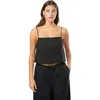 Onia Air Linen Square Neck Tank Top In Black