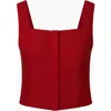 Onia Air Linen Square-neck Top In Dark Red