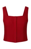 Onia Air Linen Square Neck Top In Dark Red