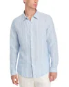 Onia Air Linen Striped Shirt In Blue
