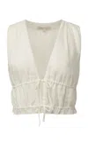 Onia Air Linen Tie-front Crop Top In White