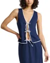 Onia Linen Knit Tie Front Tank Top In Blue