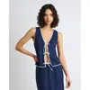Onia Air Linen Tank Top In Blue