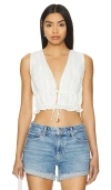Onia Air Linen Tie-front Crop Top In 白色