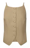 Onia Air Linen High Neck Top In Jute