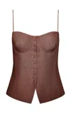 Onia Air Linen Fitted Corset Underwire Top In Brown