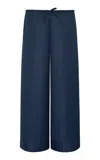 Onia Air Linen Wide Leg Drawstring Pants In Blue