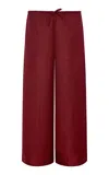 Onia Air Linen Wide Leg Drawstring Pants In Red