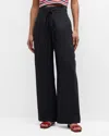 Onia Drawstring Linen-blend Wide-leg Pant In Deep Navy