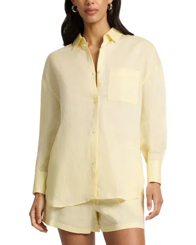 Onia Air Linen Boyfriend Long Sleeve Shirt In Yellow