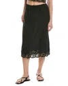Onia Air Linen-blend Scallop Midi Skirt In Black