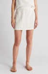Onia Air Linen-blend Mini Wrap Skirt In Sandshell/white