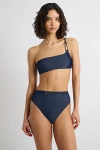 Onia Alaia One Shoulder Bikini Top In Deep Navy, Women's At Urban Outfitters In Deep Navy