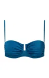 Onia Alessia Ruched Balconette Bikini Top In Mykonos Blue