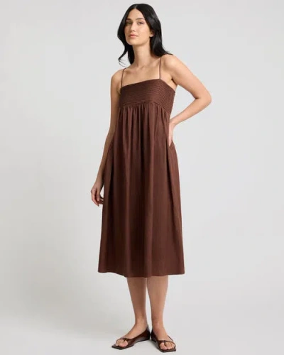 Onia A-line Pintuck Midi Dress In Brown