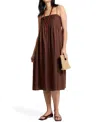 Onia Pintuck Linen-blend Midi Dress In Brown