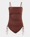 Onia Allegra Ruched One-piece Swimsuit In Rum