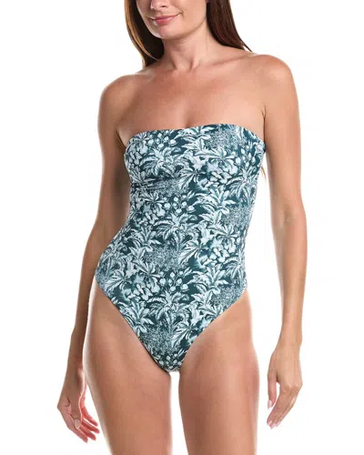 Onia Bardot Strapless One-piece Swimsuit In Green